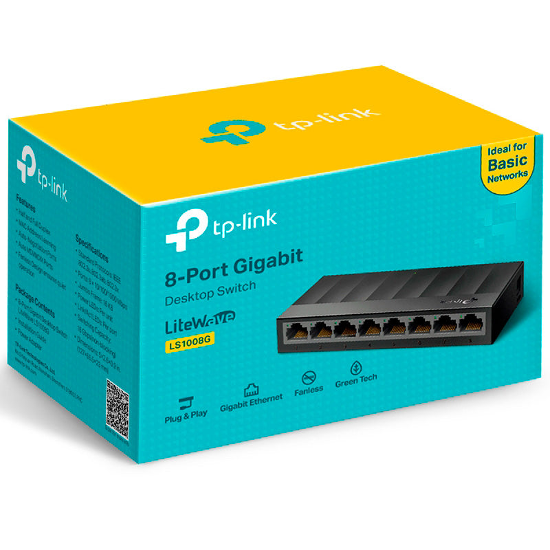 Switch 08 Portas Gigabit 10/100/1000 Mbps Tp-Link - TL-LS1008G Truedata